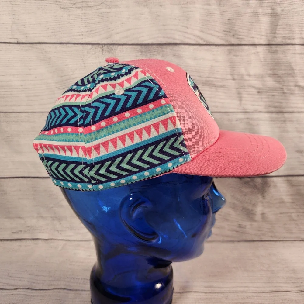 Ariat Youth Pink Southwestern Geometric Snapback Trucker Hat Embroidered Logo